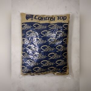 Vintage Silkies Control Top Pantyhose, Size Large, Jet Black, New And Sealed NIB